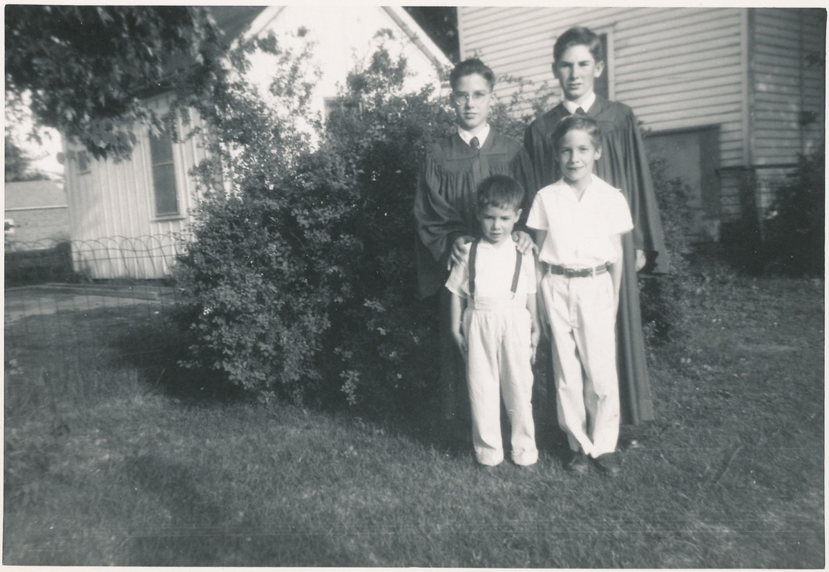 Hucke brothers, on the day of Bob and Bert's confirmation, ca 1956.