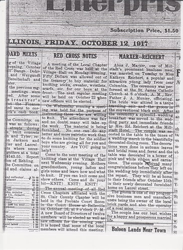 Marxer-Reichert Wedding, Millstadt Enterprise